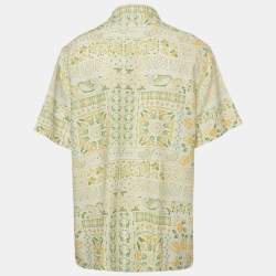 مملوكة مسبقًا Kith White Paisley Print Silk Blend Thompson Camp Collar Shirt XL