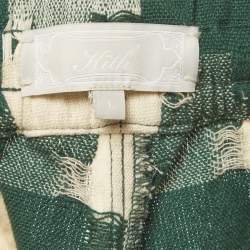 Pre Owned Kith White/Green Jumbo Houndstooth Cotton Mason Shorts L
