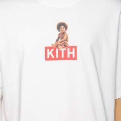 Kith x Biggie White Logo Printed Cotton Crewneck T-Shirt L