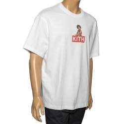 Kith x Biggie White Logo Printed Cotton Crewneck T-Shirt L