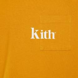Kith Mustard Yellow Cotton Knit Logo Printed Crewneck T-Shirt S
