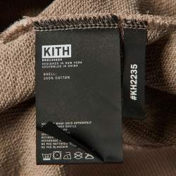 Kith Beige Cotton Knit Logo Print Pocket Detail Hoodie M