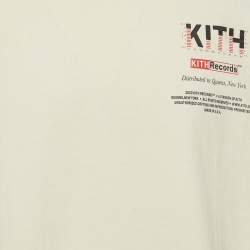 Kith Cream Kith Records Print Cotton Crew Neck T-Shirt L