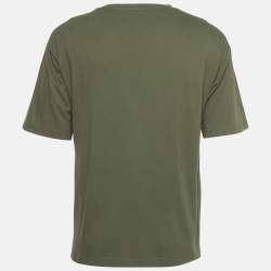Pre Owned Kiton Olive Green Logo Embroidered Crewneck T-Shirt S