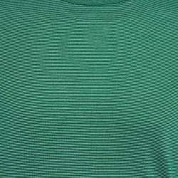 Pre Owned Kiton Green/White Striped Cotton Knit T-Shirt M