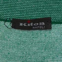 Pre Owned Kiton Green/White Striped Cotton Knit T-Shirt M