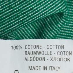 Pre Owned Kiton Green/White Striped Cotton Knit T-Shirt M