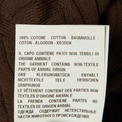 Pre Owned La Fileria Brown Cotton Cable Knit Polo T-Shirt L