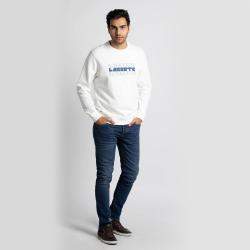 Lacoste White Crew Neck Lacoste Lettering Fleece Sweatshirt L (Available for UAE Customers Only)