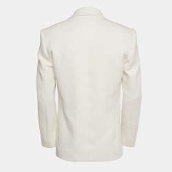 Pre Owned Lacoste White Gabardine Logo Embroidered Blazer S