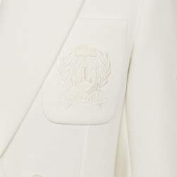 Pre Owned Lacoste White Gabardine Logo Embroidered Blazer S
