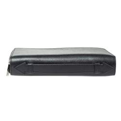Lancaster Black Leather Mathias Double Zip Travel Organizer Wallet