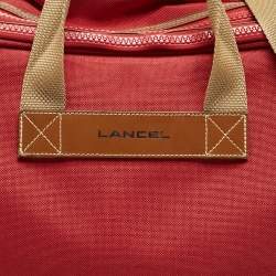 Lancel Red Canvas Weekender Travel Bag