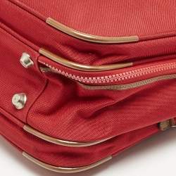 Lancel Red Canvas Weekender Travel Bag