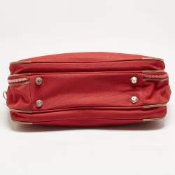 Lancel Red Canvas Weekender Travel Bag