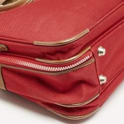 Lancel Red Canvas Weekender Travel Bag