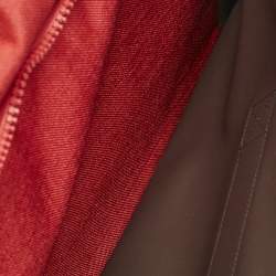 Lancel Red Canvas Weekender Travel Bag