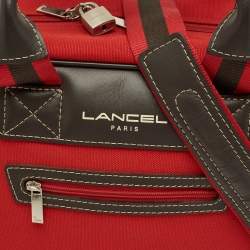 Pre Owned Lancel Red Canvas Duffel Travel Bag