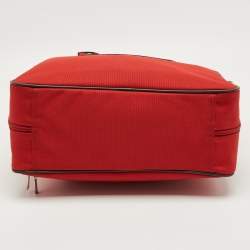 Pre Owned Lancel Red Canvas Duffel Travel Bag