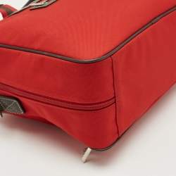 Pre Owned Lancel Red Canvas Duffel Travel Bag