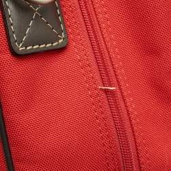 Pre Owned Lancel Red Canvas Duffel Travel Bag
