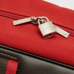 Pre Owned Lancel Red Canvas Duffel Travel Bag