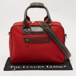 Pre Owned Lancel Red Canvas Duffel Travel Bag