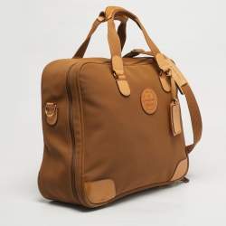 Pre Owned Lancel Tan Nylon and Leather Logo Suitcase