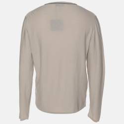 Pre Owned Lanvin Light Grey Cotton Knit V Neck Sweatshirt M