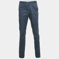 Lanvin Navy Blue Cotton Formal Trousers L