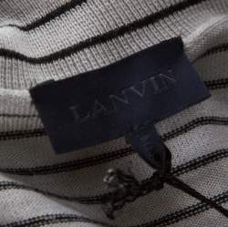 Lanvin Grey Wool Striped Turtle Neck Sweater L