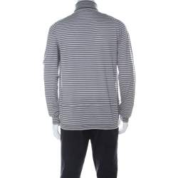 Lanvin Grey Wool Striped Turtle Neck Sweater L