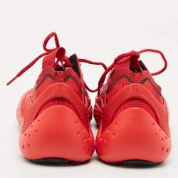 Pre Owned Lanvin Dark Red Mesh and Rubber Flash X Lace Up Sneakers Size 42