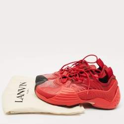 Pre Owned Lanvin Dark Red Mesh and Rubber Flash X Lace Up Sneakers Size 42