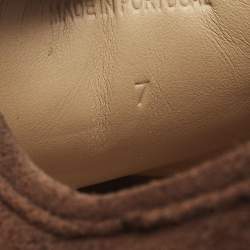 Pre Owned Lanvin Size 41 Brown Croc Embossed Leather and Suede Lace Up Sneakers