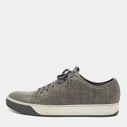 Lanvin Grey Croc Embossed Leather Low Top Sneakers Size 43