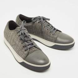 Lanvin Grey Croc Embossed Leather Low Top Sneakers Size 43