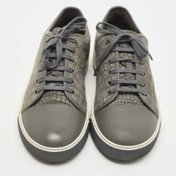 Lanvin Grey Croc Embossed Leather Low Top Sneakers Size 43