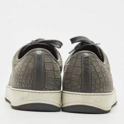 Lanvin Grey Croc Embossed Leather Low Top Sneakers Size 43