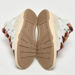 Lanvin Tricolor Leather and Suede Curb Sneakers Size 44