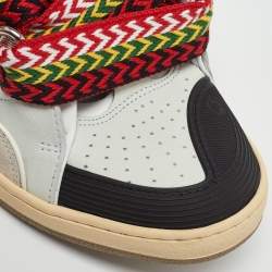 Lanvin Tricolor Leather and Suede Curb Sneakers Size 44