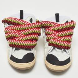 Lanvin Tricolor Leather and Suede Curb Sneakers Size 44