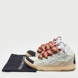 Lanvin Tricolor Leather and Suede Curb Sneakers Size 44
