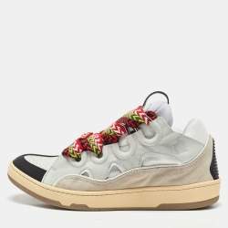 Lanvin Tricolor Leather and Suede Curb Sneakers Size 44