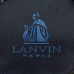 Pre Owned Lanvin Navy Blue Printed Satin Silk Traditional Tie