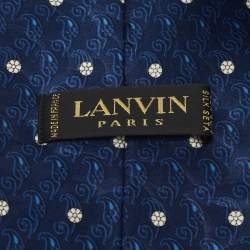 Lanvin Blue Printed Satin Silk Traditional Tie 