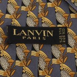 Pre Owned Lanvin Grey Printed Silk Traditional Tie