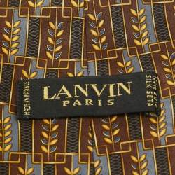 Pre Owned Lanvin Brown Printed Silk Traditional Tie