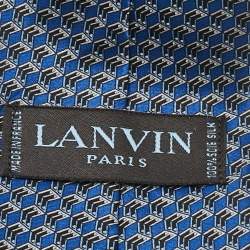 Lanvin Blue Geometric Arrow Print Silk Tie