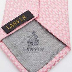 Lanvin Pink Geometric Print Traditional Silk Tie